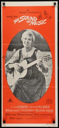 1y939 SOUND OF MUSIC Aust daybill R70s pretty Julie Andrews w/guitar, Rodgers & Hammerstein!