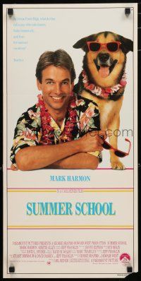 1y947 SUMMER SCHOOL Aust daybill '87 great image of Mark Harmon in Hawaiian shirt with dog!