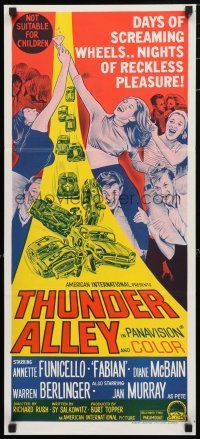 1y965 THUNDER ALLEY Aust daybill '67 Annette Funicello, Fabian, car racing hand litho!
