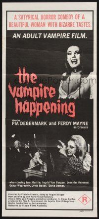 1y980 VAMPIRE HAPPENING Aust daybill '71 beautiful woman with bizarre taste, adult vampire movie!