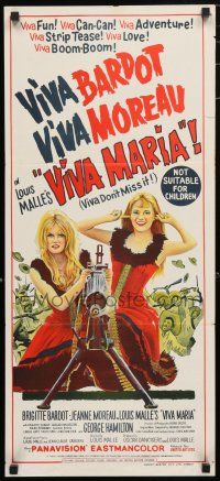 1y982 VIVA MARIA Aust daybill '65 Louis Malle, sexy French babes Brigitte Bardot & Jeanne Moreau!