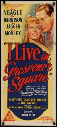 1y996 YANK IN LONDON Aust daybill '47 Anna Neagle, Harrison & Jagger, I Live in Grosvenor Square!