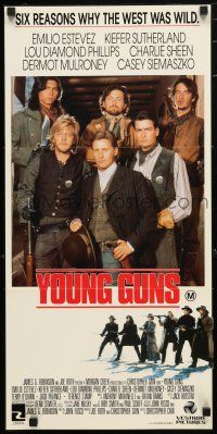 1y997 YOUNG GUNS Aust daybill '88 Emilio Estevez, Charlie Sheen, Kiefer Sutherland!