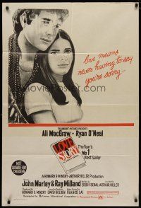 1y587 LOVE STORY Aust 1sh '70 different art of Ali MacGraw & Ryan O'Neal!