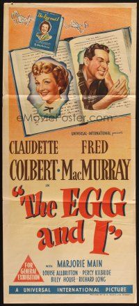 1y753 EGG & I Aust daybill '47 Claudette Colbert, MacMurray, first Ma & Pa Kettle!
