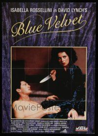 1y297 BLUE VELVET German video '87 David Lynch directed, Isabella Rossellini w/knife over MacLachlan