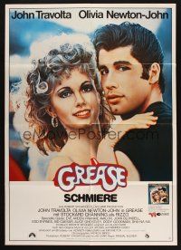1y353 GREASE German '78 close up of John Travolta & Olivia Newton-John in a most classic musical!
