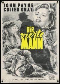 1y363 KANSAS CITY CONFIDENTIAL German '53 Gotze art of John Payne with sexy Coleen Gray & fighting!