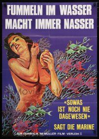 1y387 MERMAID German '73 artwork of sexy mermaid perfuming herself underwater!