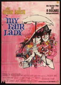 1y397 MY FAIR LADY German R72 classic art of Audrey Hepburn & Rex Harrison by Bob Peak!
