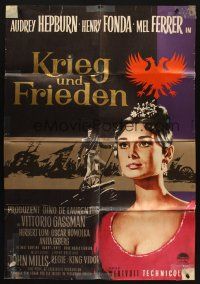 1y447 WAR & PEACE German R60s art of Audrey Hepburn, Henry Fonda & Mel Ferrer, Leo Tolstoy epic!