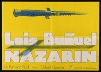 1y212 NAZARIN German 16x23 '65 Luis Bunuel, cool Hans Hillman artwork of knife!