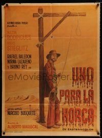 1y082 UNO PARA LA HORCA Mexican poster '74 artwork of hangman waiting at gallows w/rope!