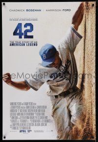 1z021 42 advance DS 1sh '13 baseball, image of Chadwick Boseman as Jackie Robinson sliding home!
