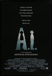 1z028 A.I. ARTIFICIAL INTELLIGENCE advance 1sh '01 Steven Spielberg, Haley Joel Osment, Jude Law