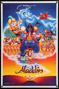1z038 ALADDIN DS 1sh '92 classic Walt Disney Arabian fantasy cartoon, great art of cast!