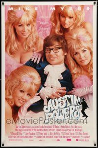 1z075 AUSTIN POWERS: INT'L MAN OF MYSTERY style B DS 1sh '97 spy Mike Myers & sexy fembots!