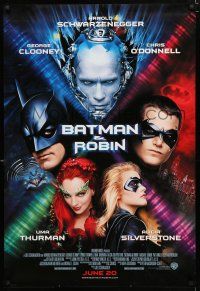 1z089 BATMAN & ROBIN advance 1sh '97 Clooney, O'Donnell, Schwarzenegger, Thurman, Silverstone