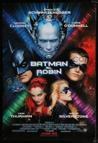 1z092 BATMAN & ROBIN advance DS 1sh '97 Clooney, O'Donnell, Schwarzenegger, Thurman, Silverstone!
