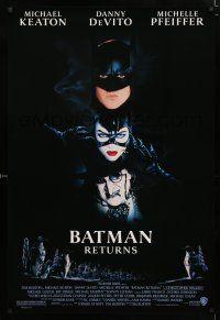 1z107 BATMAN RETURNS 1sh '92 Michael Keaton, Danny DeVito, sexy Michelle Pfeiffer!