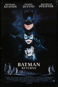 1z110 BATMAN RETURNS dark date style int'l advance DS 1sh '92 Keaton, DeVito, Michelle Pfeiffer!