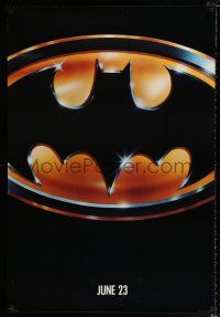 1z096 BATMAN matte teaser 1sh '89 Michael Keaton, Jack Nicholson, directed by Tim Burton!