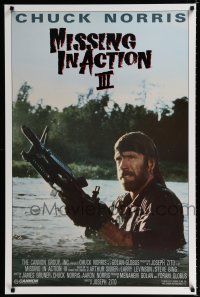 1z151 BRADDOCK: MISSING IN ACTION III int'l 1sh '88 great image of Chuck Norris w/ M-60 machine gun!
