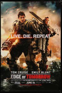 1z255 EDGE OF TOMORROW June 06 teaser DS 1sh '14 Tom Cruise & Emily Blunt, live, die, repeat!