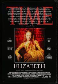 1z258 ELIZABETH DS 1sh '98 great close up image of Cate Blanchett as England's queen!