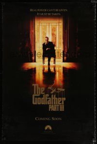 1z313 GODFATHER PART III teaser 1sh '90 best image of Al Pacino, Francis Ford Coppola!