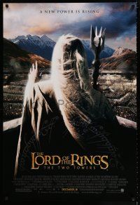 1z496 LORD OF THE RINGS: THE TWO TOWERS advance DS 1sh '02 J.R.R. Tolkien, Christopher Lee!