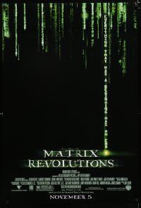 1z524 MATRIX REVOLUTIONS advance DS 1sh '03 everything that has a beginning has an end!