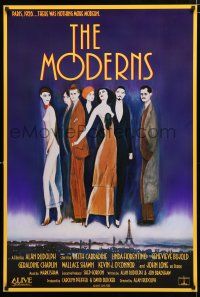 1z553 MODERNS 1sh '88 Alan Rudolph, cool artwork of trendy 1920's people by star Keith Carradine!