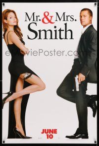 1z565 MR. & MRS. SMITH teaser 1sh '05 married assassins Brad Pitt & sexy Angelina Jolie!