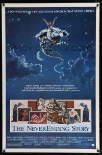 1z580 NEVERENDING STORY 1sh '84 Wolfgang Petersen, great fantasy art by Ezra Tucker!