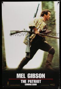 1z594 PATRIOT int'l teaser DS 1sh '00 huge close up image of Mel Gibson running w/guns!