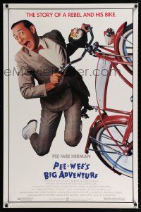 1z596 PEE-WEE'S BIG ADVENTURE 1sh '85 Tim Burton, best image of Paul Reubens & his beloved bike!