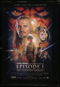1z601 PHANTOM MENACE style B DS 1sh '99 George Lucas, Star Wars Episode I, art by Drew Struzan!