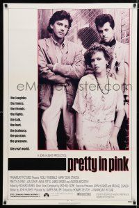 1z615 PRETTY IN PINK 1sh '86 great portrait of Molly Ringwald, Andrew McCarthy & Jon Cryer!