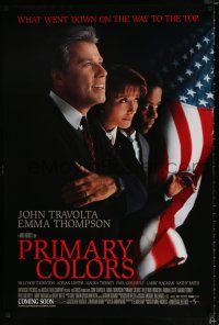 1z618 PRIMARY COLORS advance DS 1sh '98 great image of John Travolta & Emma Thompson!