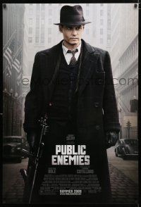 1z622 PUBLIC ENEMIES advance DS 1sh '09 cool image of Johnny Depp as John Dillinger!