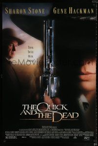 1z635 QUICK & THE DEAD DS 1sh '95 super close up of Sharon Stone with gun & Gene Hackman!
