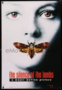 1z693 SILENCE OF THE LAMBS style A teaser DS 1sh '90 image of Jodie Foster with moth over mouth!
