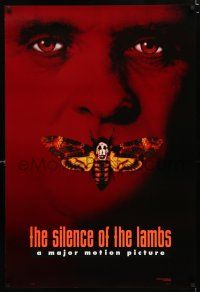 1z694 SILENCE OF THE LAMBS style B teaser DS 1sh '90 creepy Anthony Hopkins with moth over mouth!