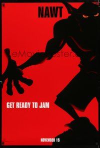1z712 SPACE JAM teaser DS 1sh '96 shadowy image of giant alien basketball player, Nawt!