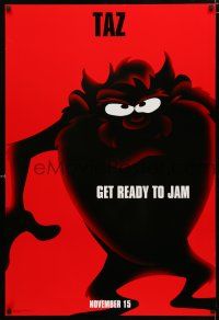 1z708 SPACE JAM teaser DS 1sh '96 Michael Jordan, cool art of the Tazmanian Devil!