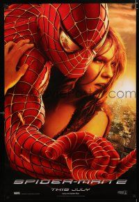 1z720 SPIDER-MAN 2 int'l teaser DS 1sh '04 cool image of Tobey Maguire & Kirsten Dunst!