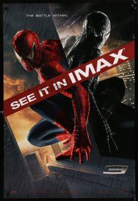 1z723 SPIDER-MAN 3 IMAX textured teaser DS 1sh '07 Maguire in red & black costumes, battle within!