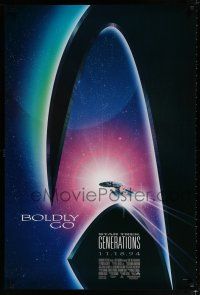 1z744 STAR TREK: GENERATIONS advance 1sh '94 cool sci-fi art of the Enterprise, Boldly Go!