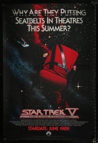 1z737 STAR TREK V foil advance 1sh '89 The Final Frontier, image of theater chair w/seatbelt!